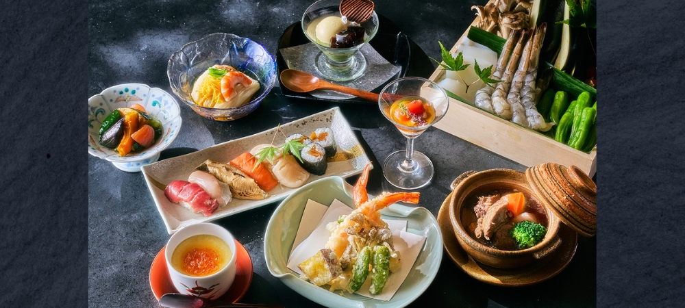  【お盆限定特別ランチ】夏の彩り御膳と天麩羅食べ放題