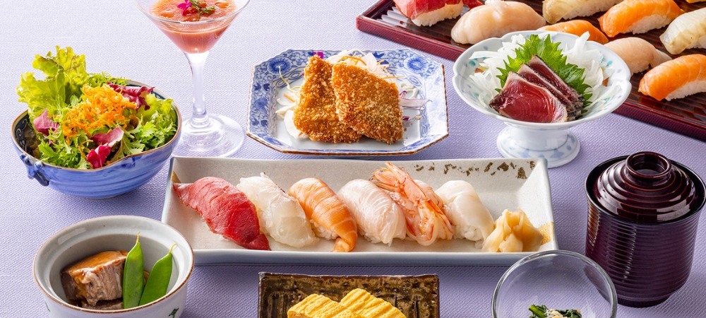 本鮪握り寿司食べ放題と地産地消御膳