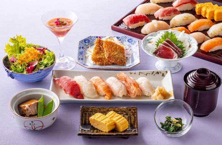 本鮪握り寿司食べ放題と地産地消御膳